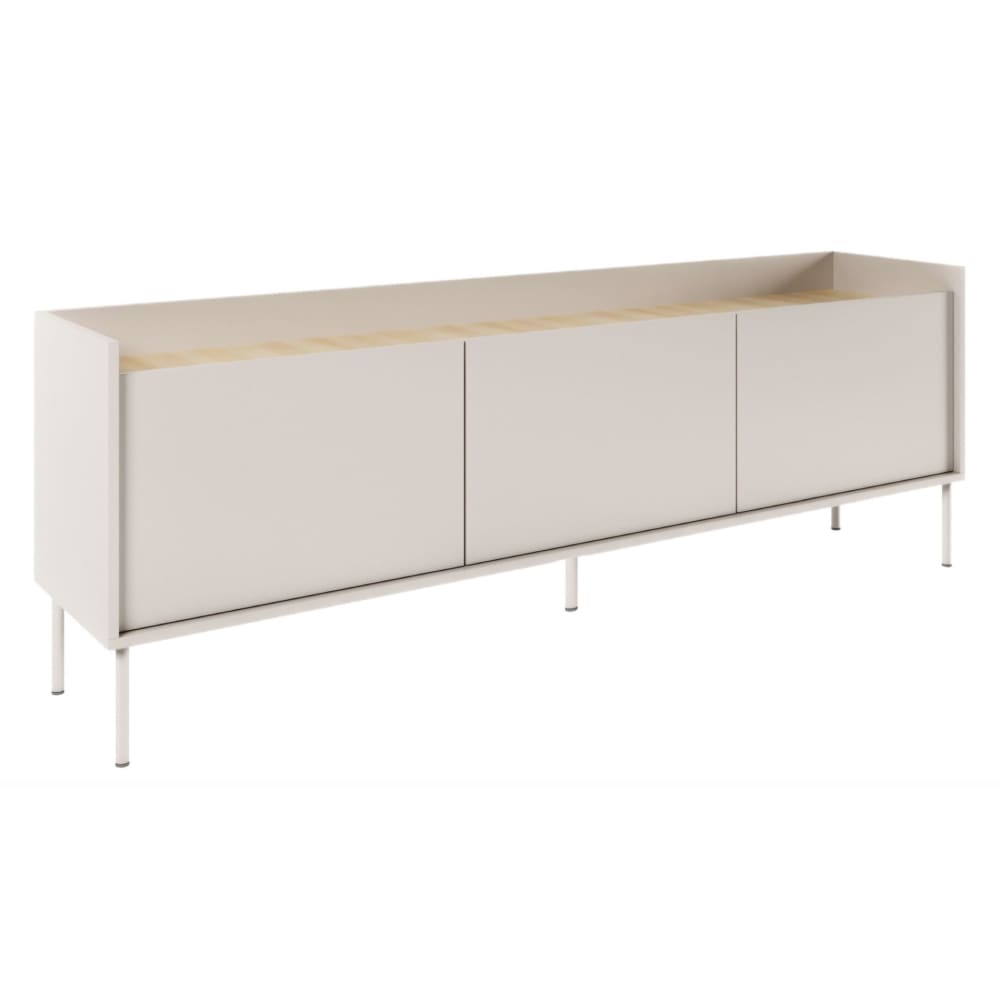 Meuble TV 3 portes, 175 cm, gris cachemire / couleur chêne