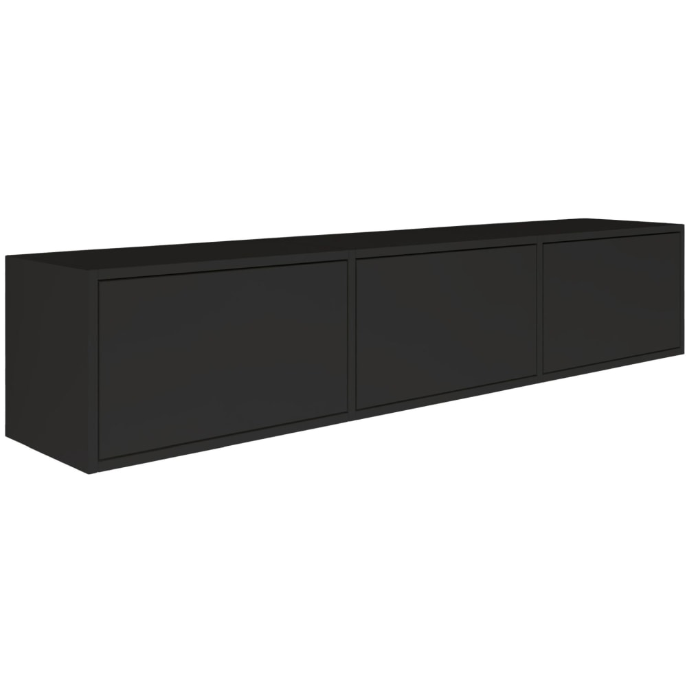 Meuble TV suspendu à 3 abattants, noir, 150 cm