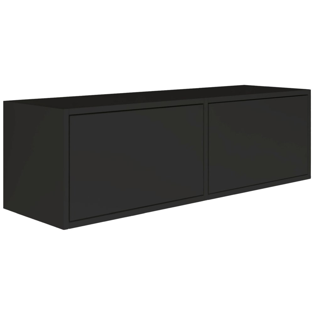 Meuble TV suspendu à deux abattants, noir, 100 cm