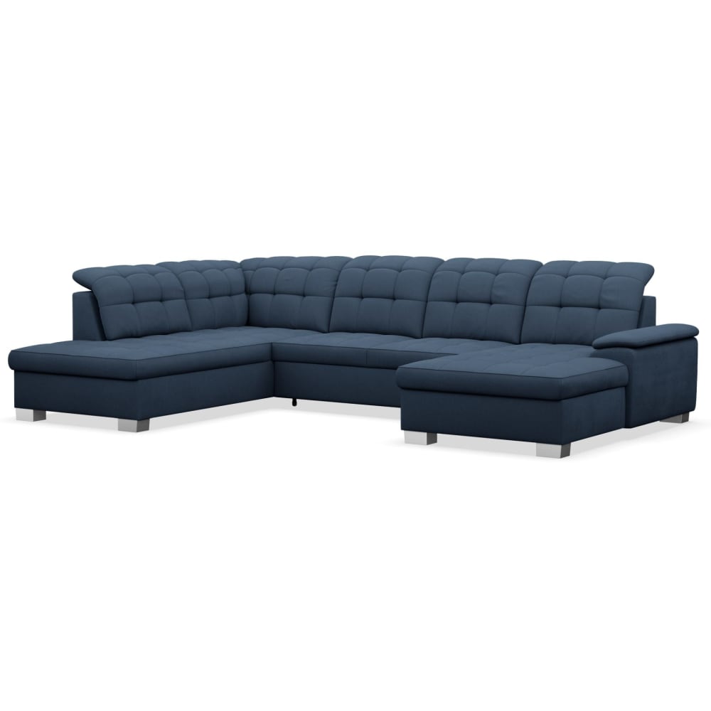 Selsey Wohnlandschaft mit Schlaffunktion, rechtsseitig, marineblau style modern - Stoff