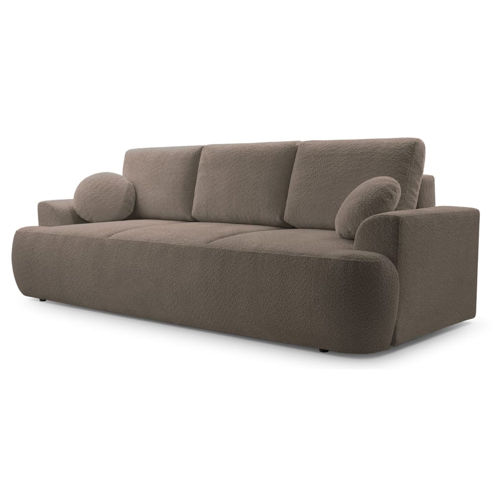 Canapé convertible 3 places, bouclé, vieux rose