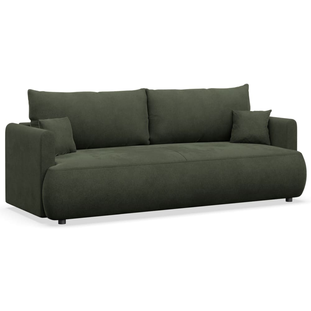 Canapé convertible 3 places, velours easy-clean, vert olive