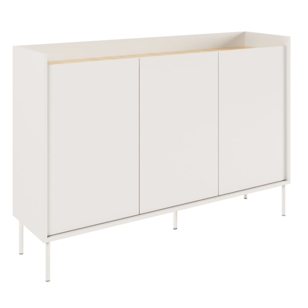 Selsey Sideboard 3-türig, 140 cm, Weiß / Holzoptik Eiche style modern Weiß Spanplatte