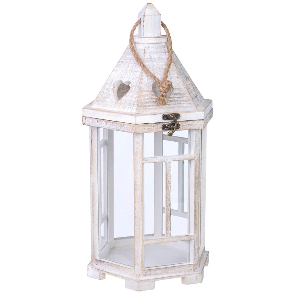 Wanderlust deco Holzlaterne 22x22x51h cm Natur style classic chic Weiß Holz