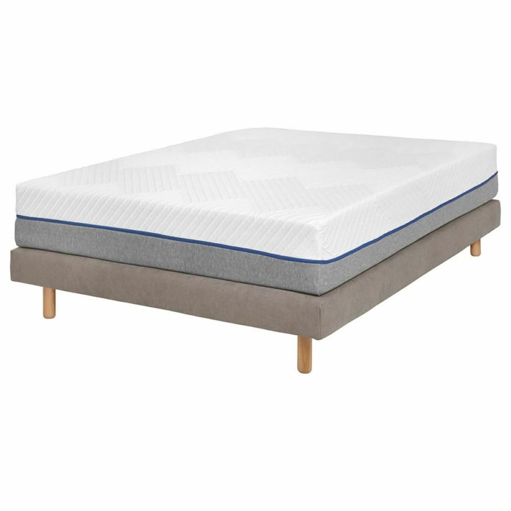 Pack sommier tapissier avec matelas bois massif lin 140x190 cm