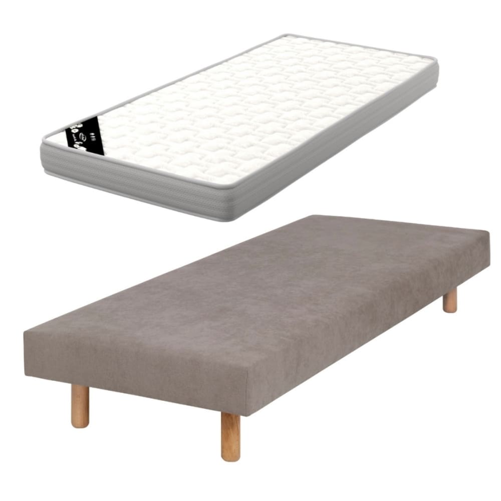 Pack sommier tapissier avec matelas bois massif lin 70x190 cm