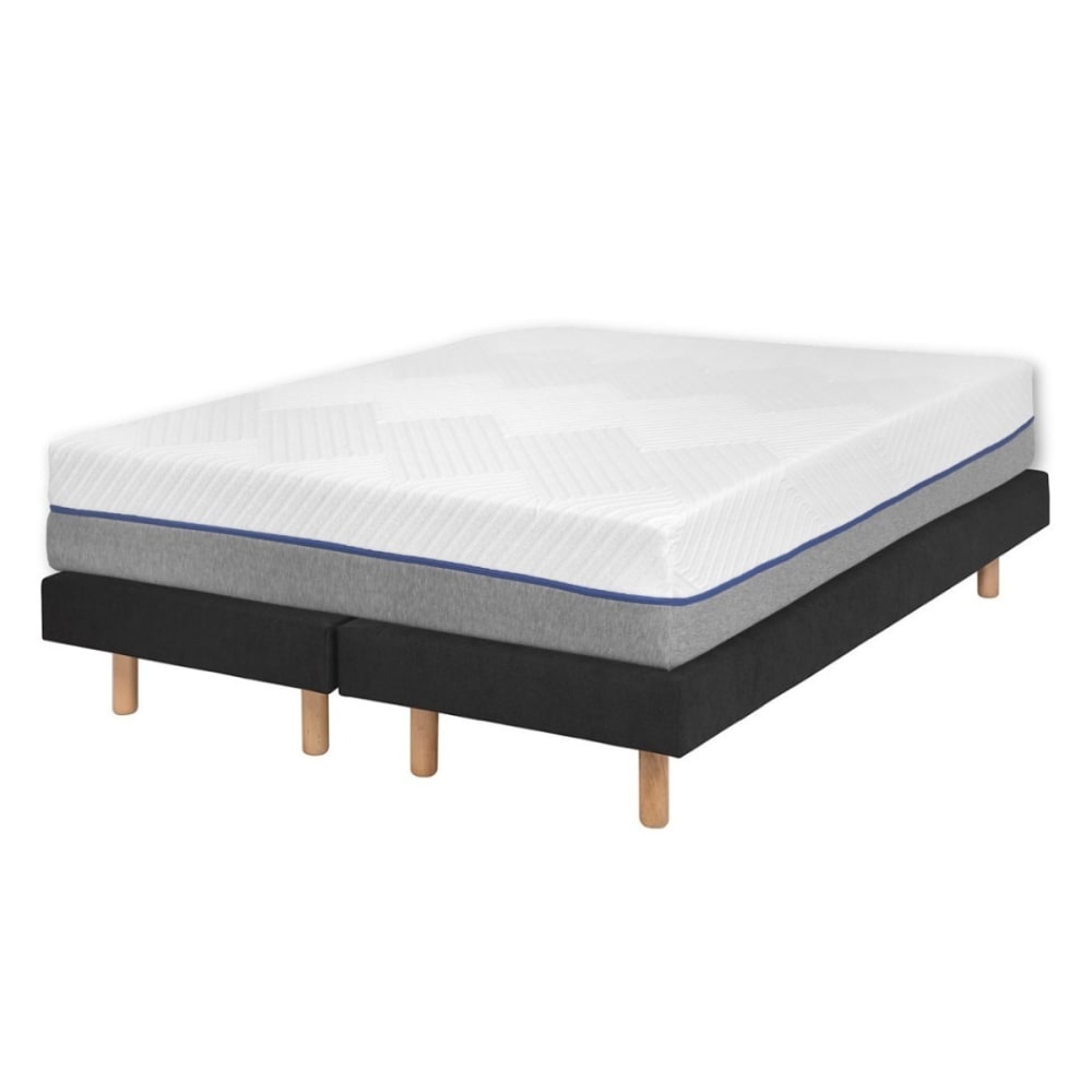 Pack 2 sommiers tapissiers avec matelas bois massif noir 70x190 cm