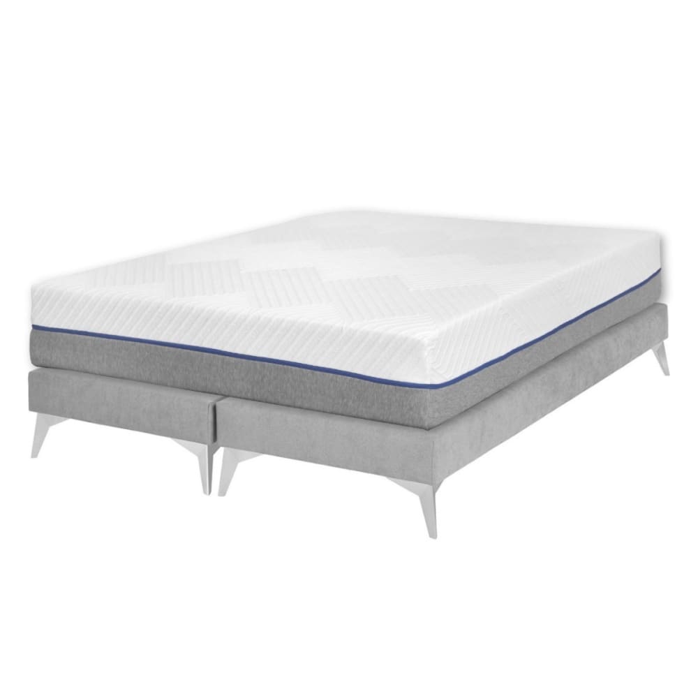 Pack 2 sommiers tapissiers avec matelas bois massif gris 80x200 cm