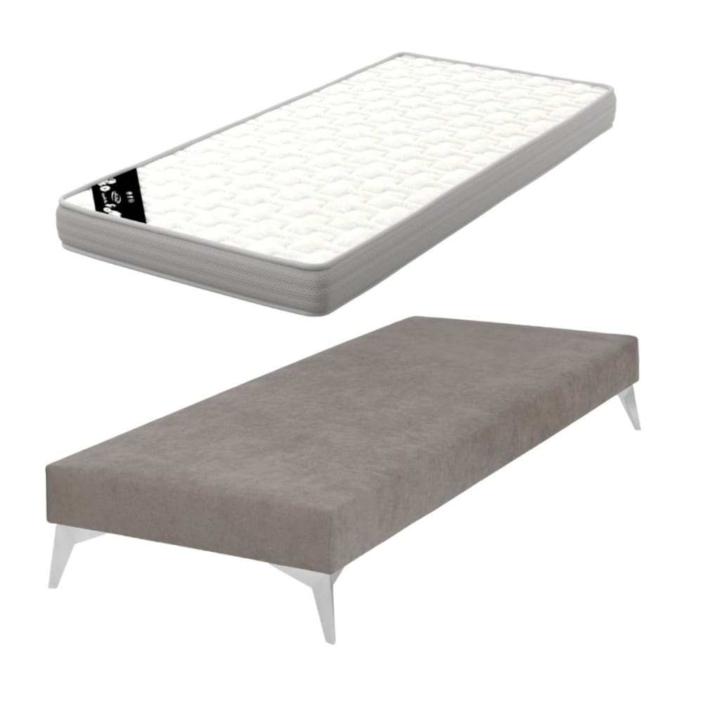 Pack sommier tapissier avec matelas bois massif lin 70x190 cm
