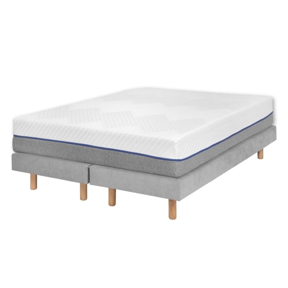 Pack 2 sommiers tapissiers avec matelas bois massif gris 80x200 cm
