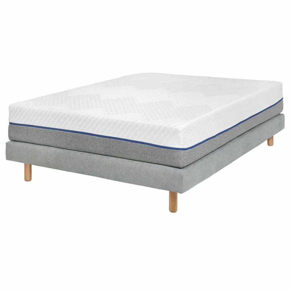 Pack sommier tapissier avec matelas bois massif gris 140x190 cm