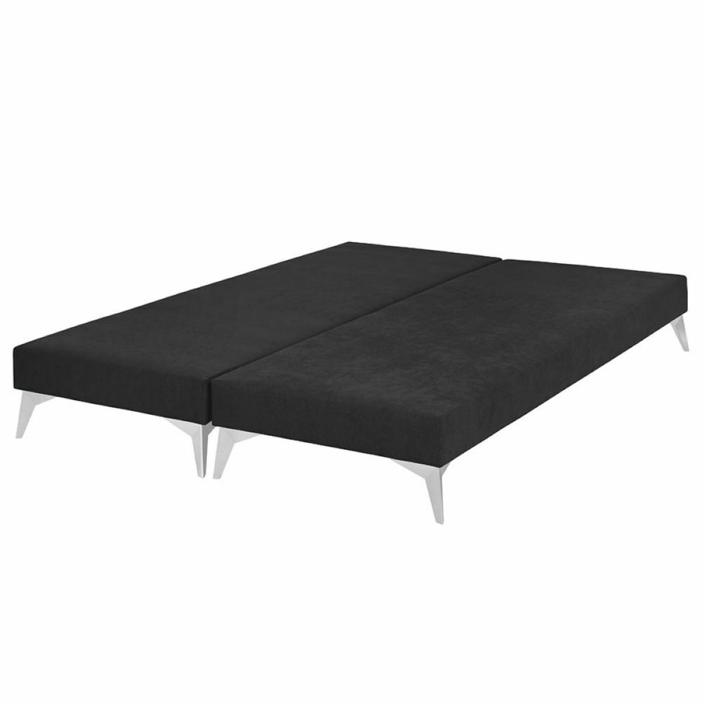 Lot de 2 sommiers tapissiers bois massif noir 70x190 cm