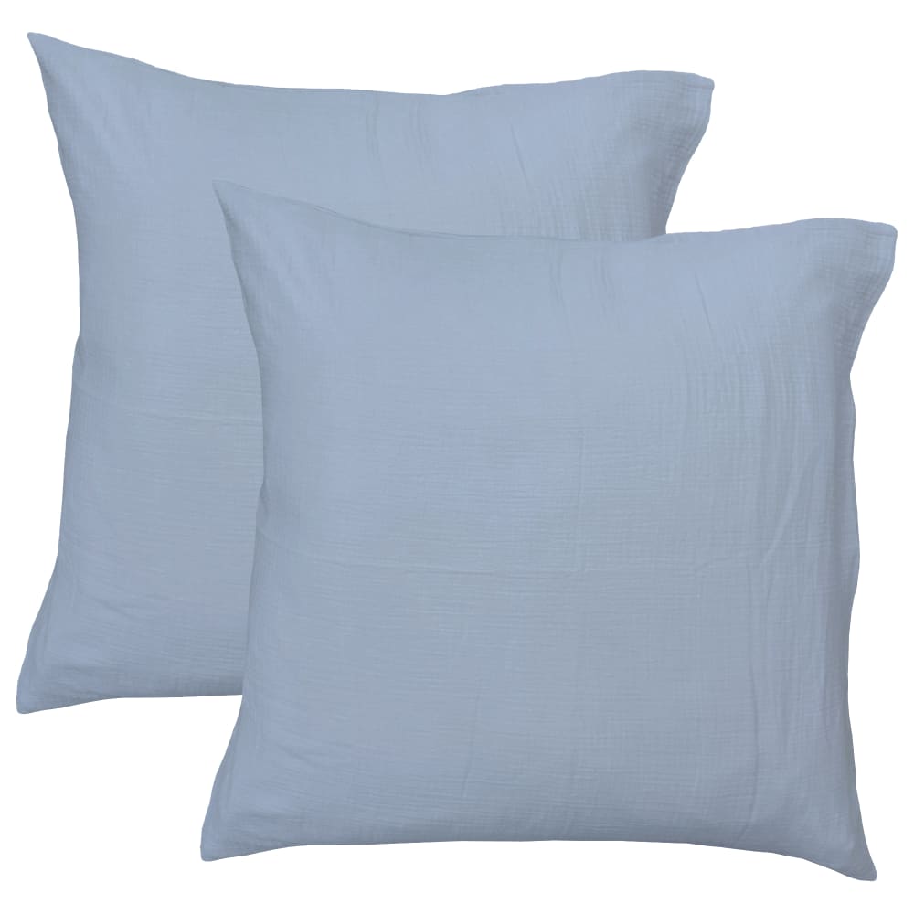 Set de 2 taies d'oreiller unies en coton Bleu horizon 65x65cm