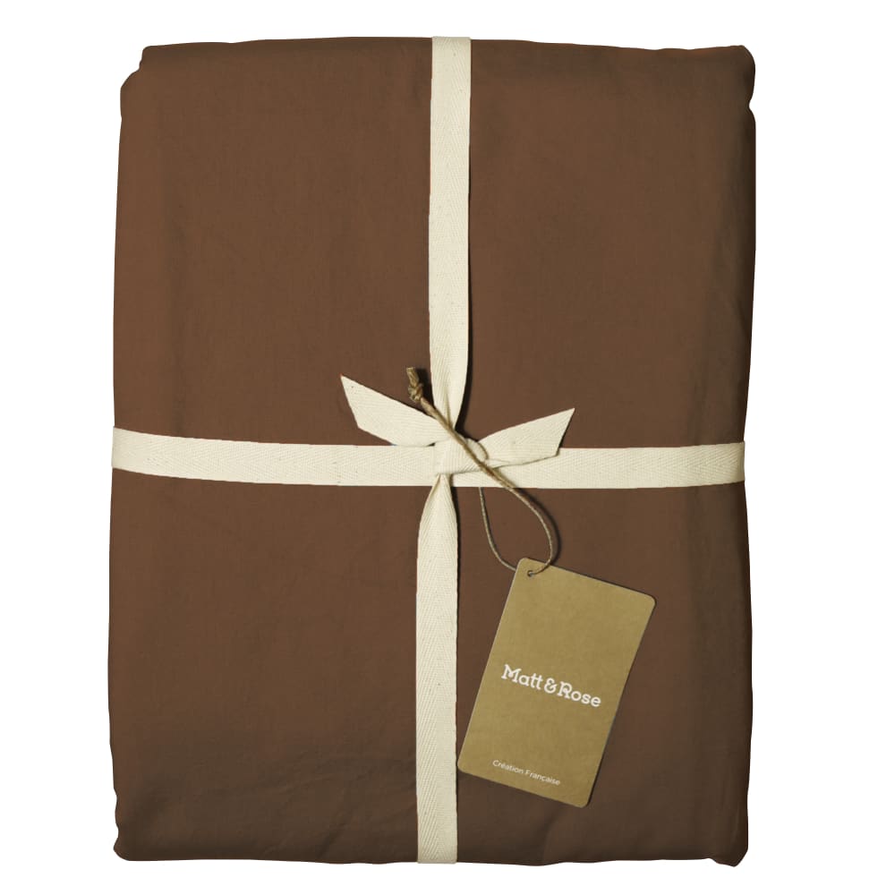 Drap-housse uni en coton Chocolat 140x190/200cm — vue 4