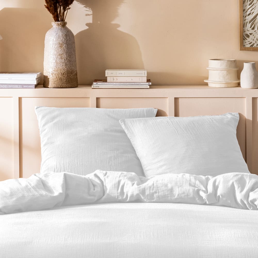 Housse de couette unie en coton blanc 260x240cm — vue 4