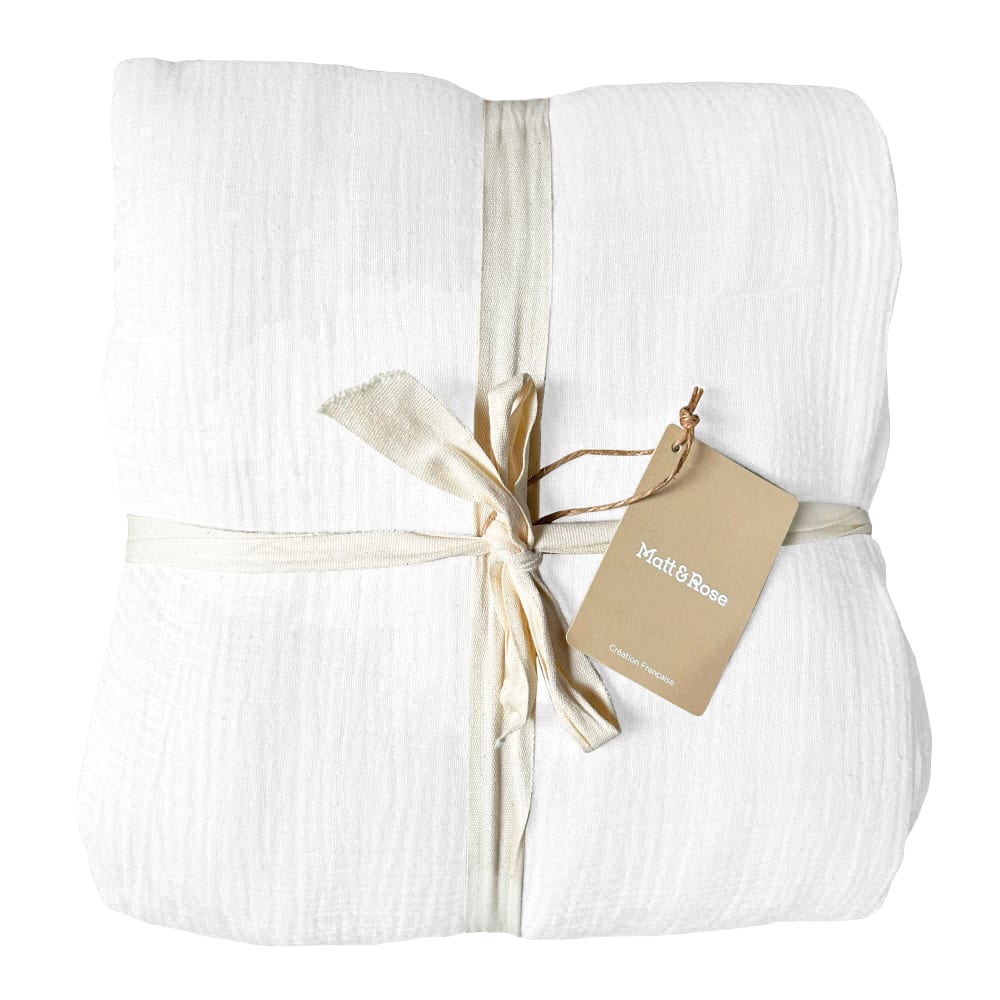 Housse de couette unie en coton blanc 140x200cm — vue 3
