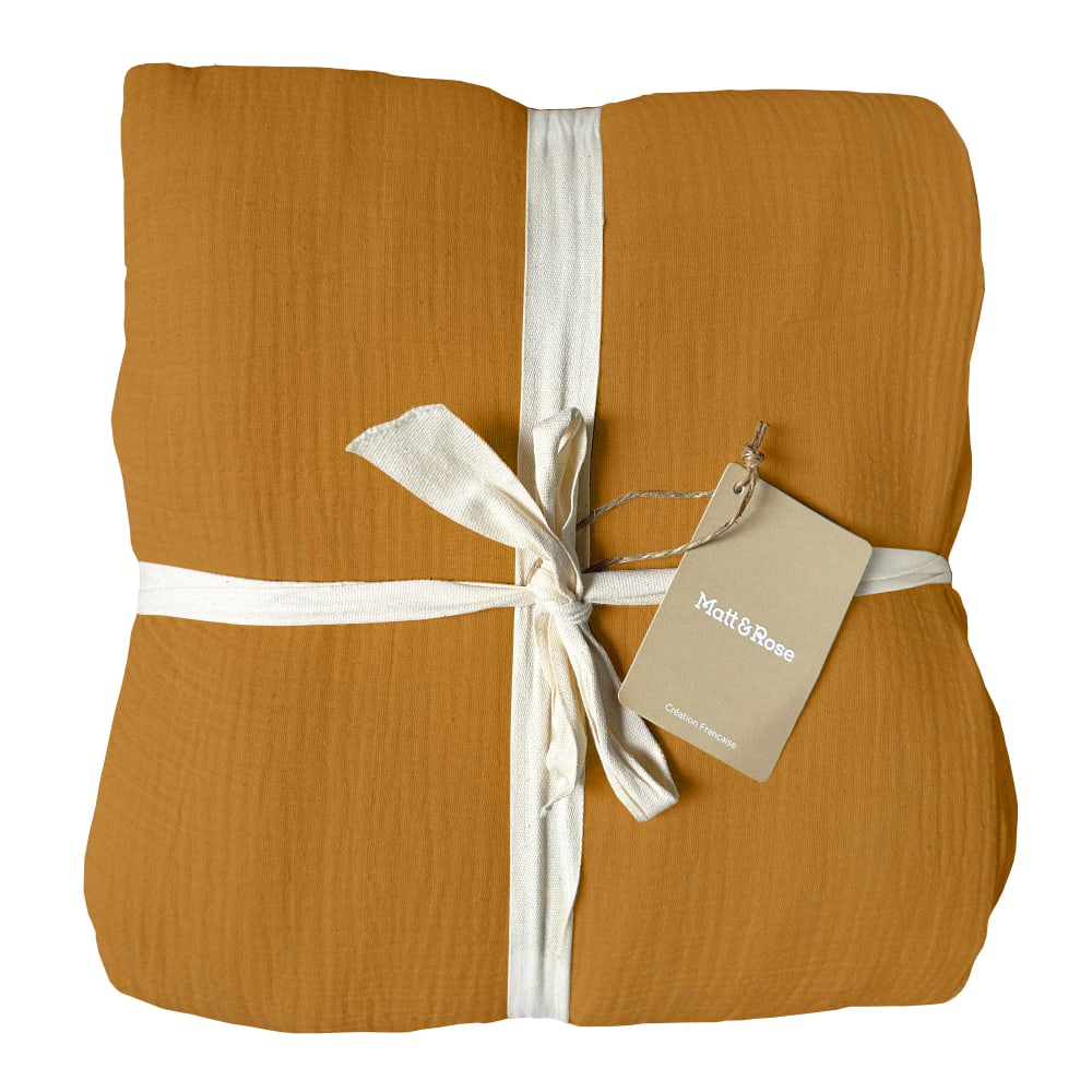 Housse de couette unie en coton caramel 260x240cm — vue 3