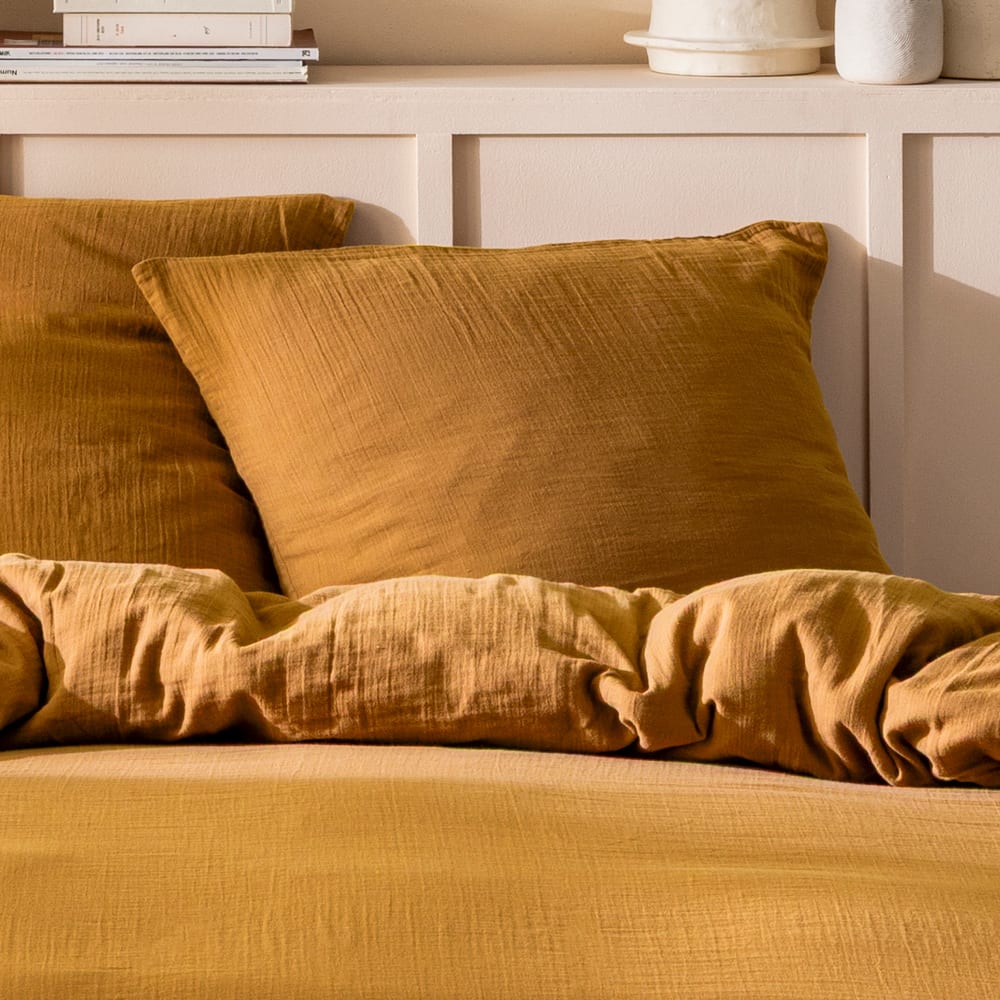 Housse de couette unie en coton caramel 260x240cm — vue 4