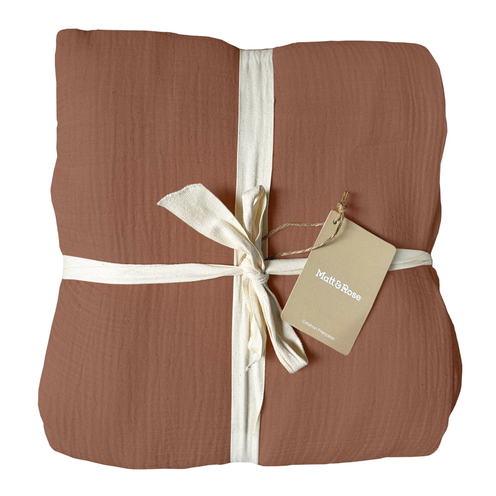 Parure de lit unie en coton chocolat 260x240+2x50x70cm — vue 3