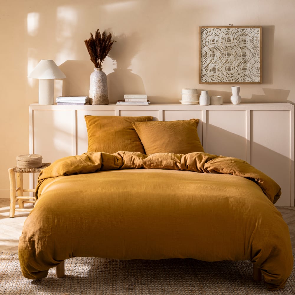 Parure de lit unie en - caramel