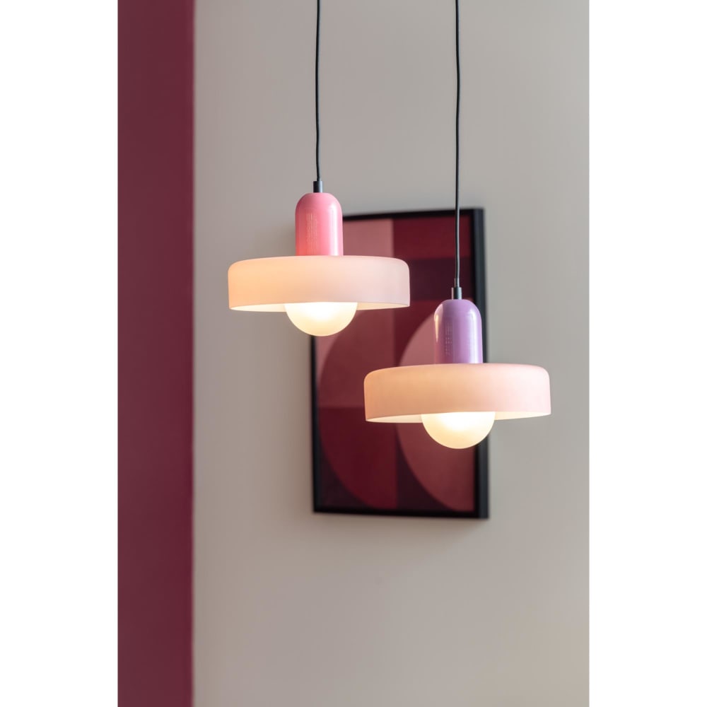 Suspension verre rose 25x25x23cm — vue 3