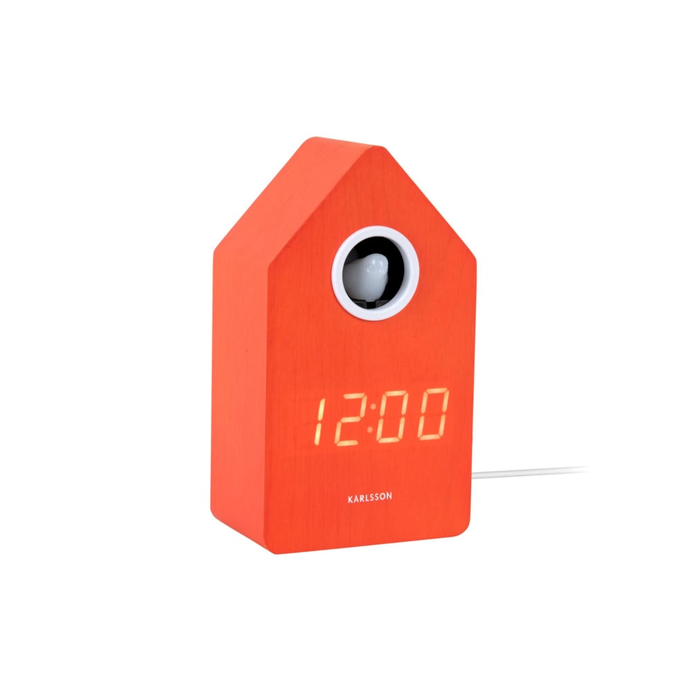 Réveil bois orange 9x9x15.8cm