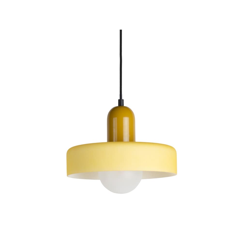 Suspension verre jaune 25x25x23cm