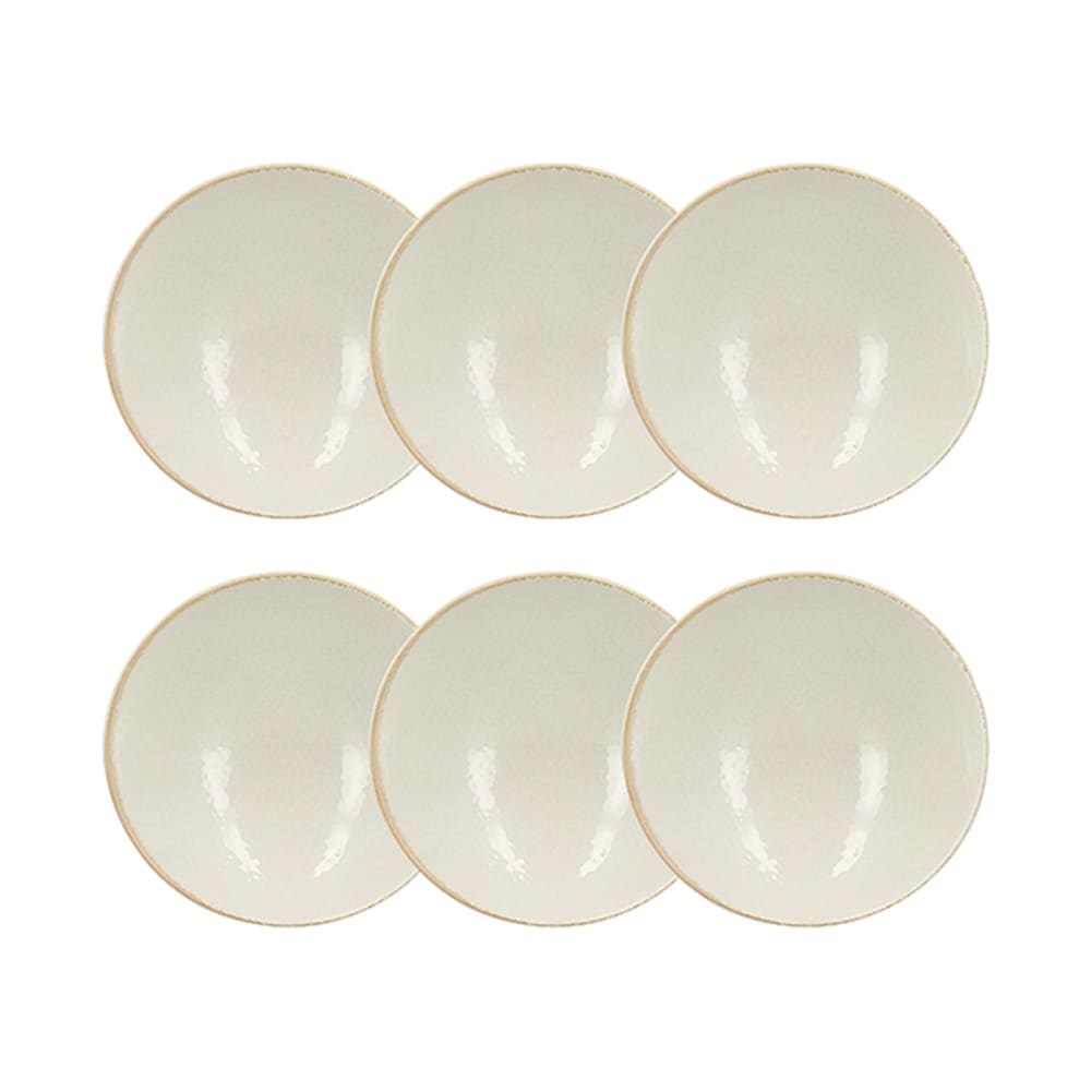 Lot de 6 coupelles en porcelaine blanche et liseré beige 15cm