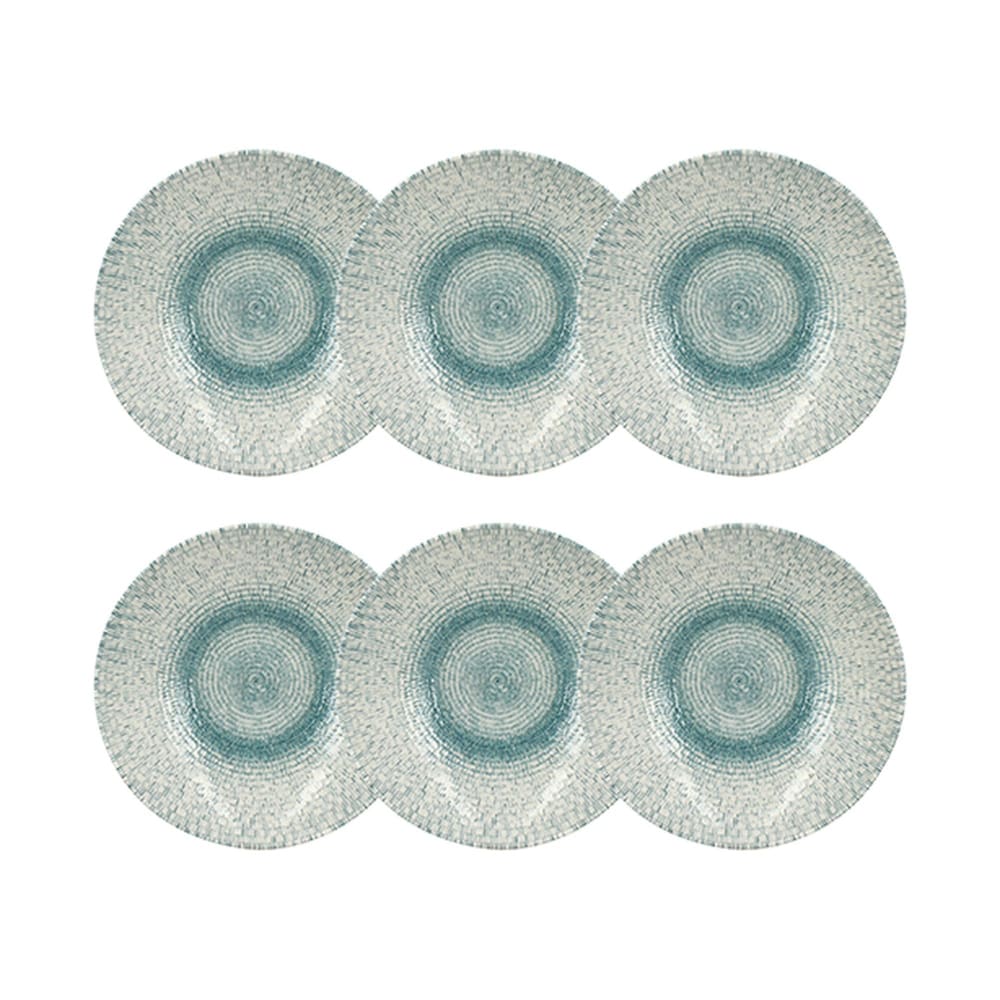Lot de 6 assiettes creuses en porcelaine blanche et bleue 21cm Lot de 6 assiettes creuses en porcelaine blanche et bleue 21cm