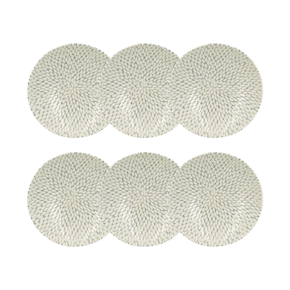 Lot de 6 assiettes creuses à motif en porcelaine 21cm