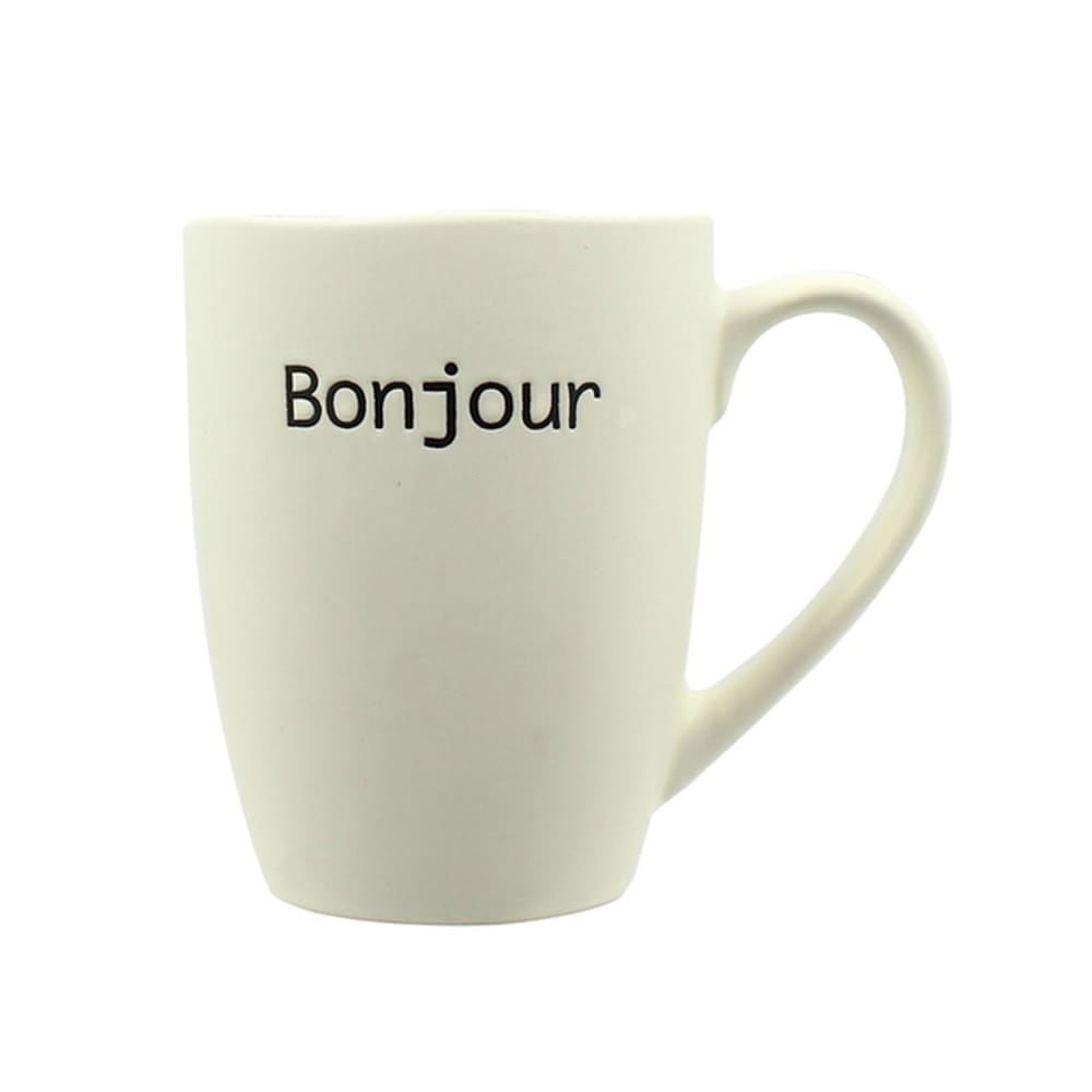 Lot de 6 mugs 38cl en grès blanc à message - Maisons du Monde