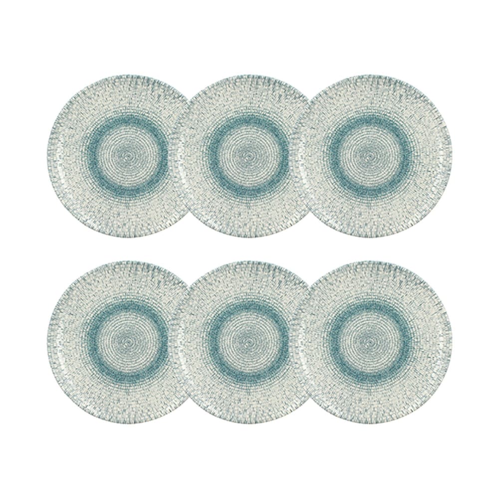 Lot de 6 assiettes plates en porcelaine blanche et bleue 27cm Lot de 6 assiettes plates en porcelaine blanche et bleue 27cm