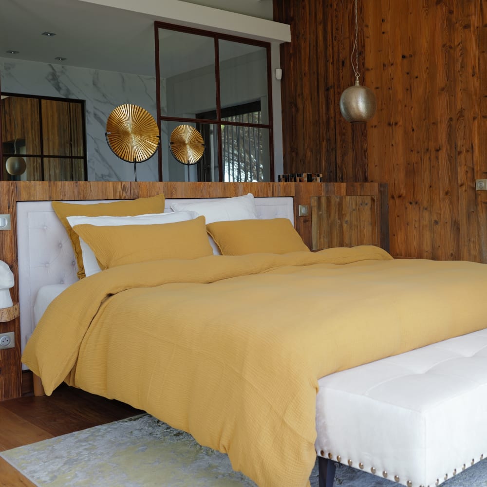 Housse de couette gaze de coton curry 260X240 CM