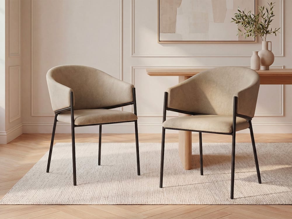 Lot de 6 chaises velours beige