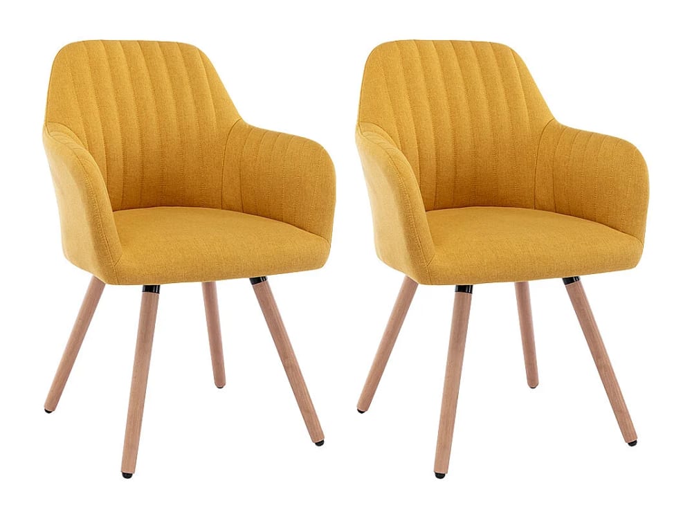 Lot de 2 chaises polyester jaune moutarde