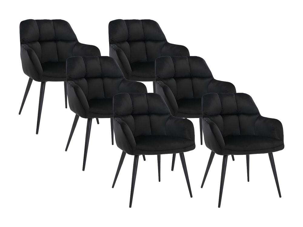 Lot de 6 chaises velours - noir