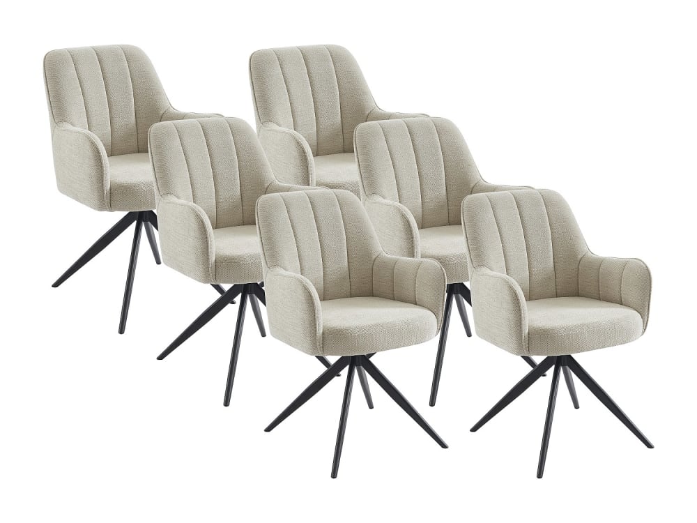 Lot de 6 chaises polyester crème Lot de 6 chaises polyester crème