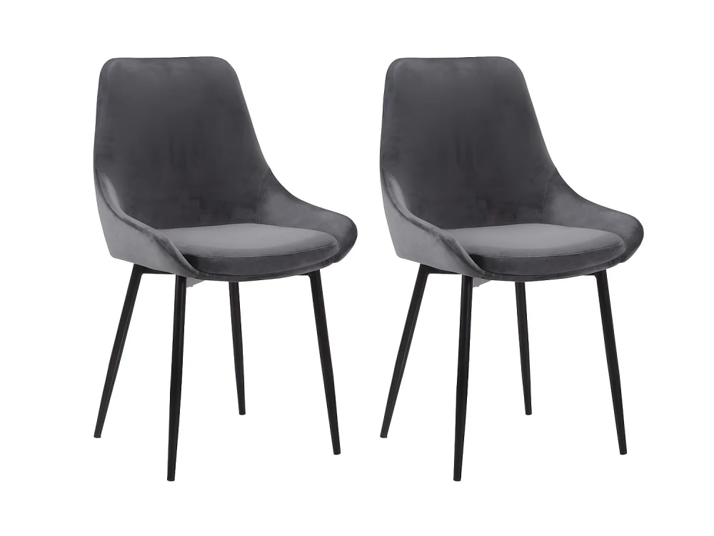 Lot de 2 chaises velours gris anthracite Lot de 2 chaises velours gris anthracite