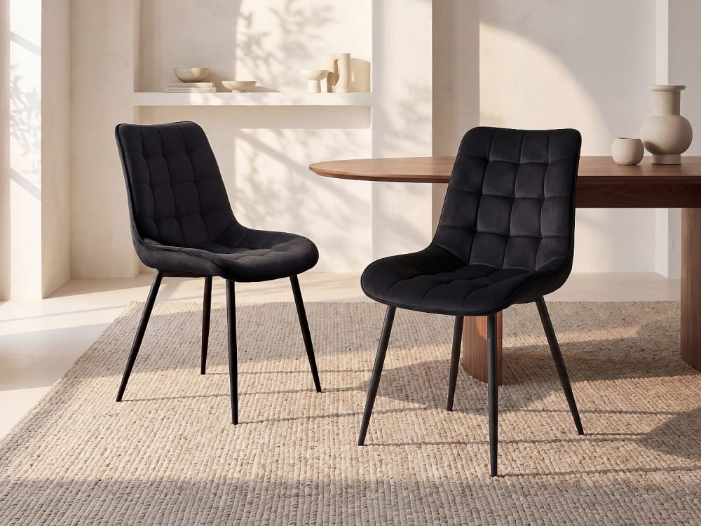 Lot de 6 chaises velours noir