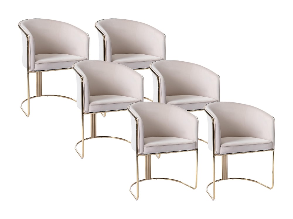 Set de 6 sillas terciopelo crema