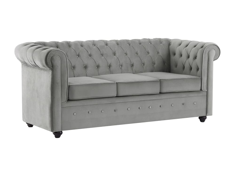 Canapé convertible velours 3 places gris clair