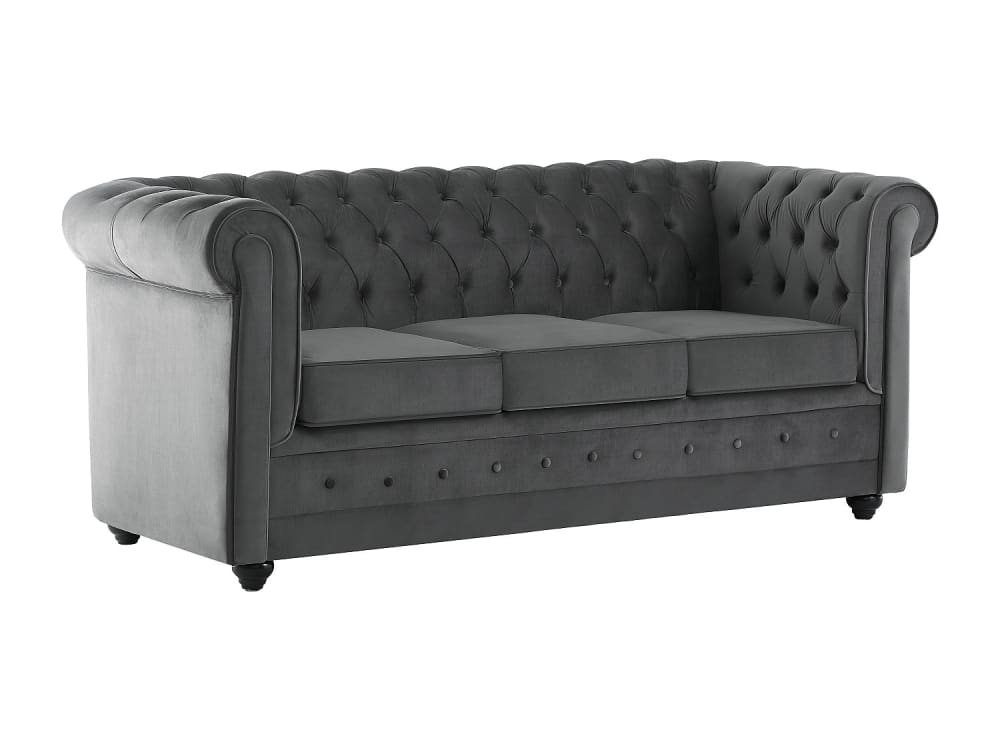 Canapé convertible velours 3 places gris anthracite