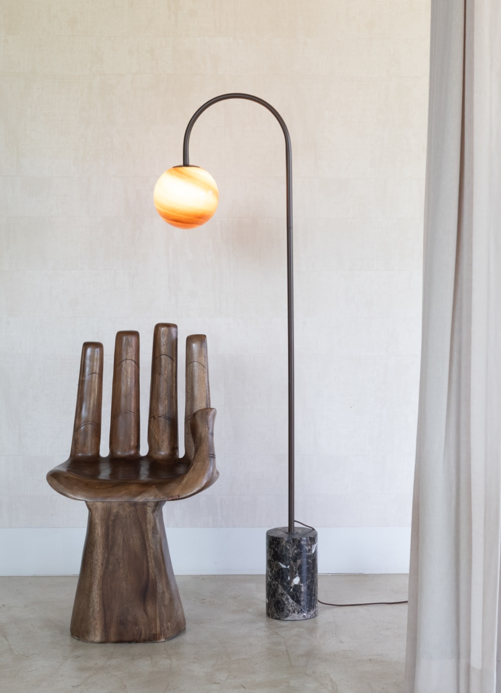 Lampadaire marbre brun 20x42x163cm — vue 4