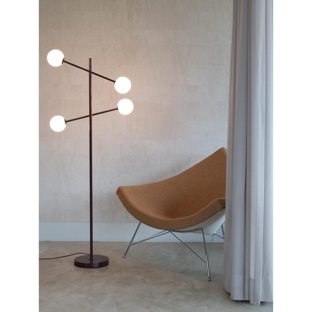 Lampadaire métal rouge 48x26x170cm — vue 3