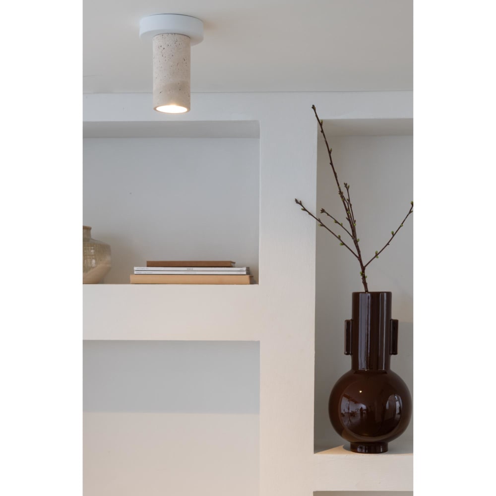 Plafonniere travertin blanc ø12cm — vue 3