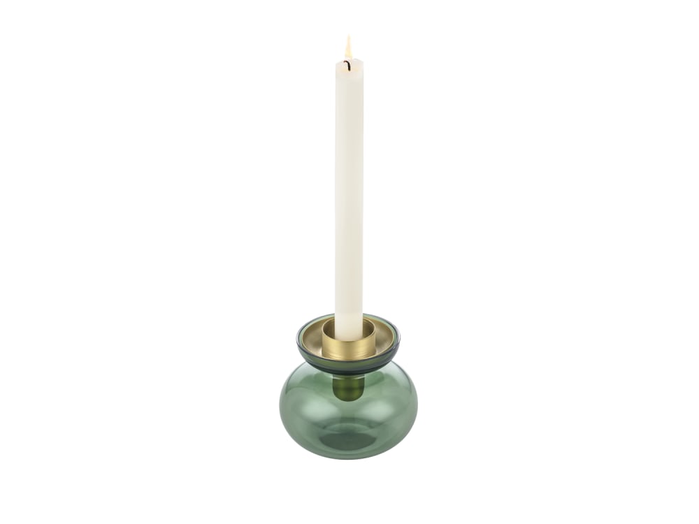 Vase et Bougeoir en verre soufflé et laiton vert 10 x 11 cm — vue 4