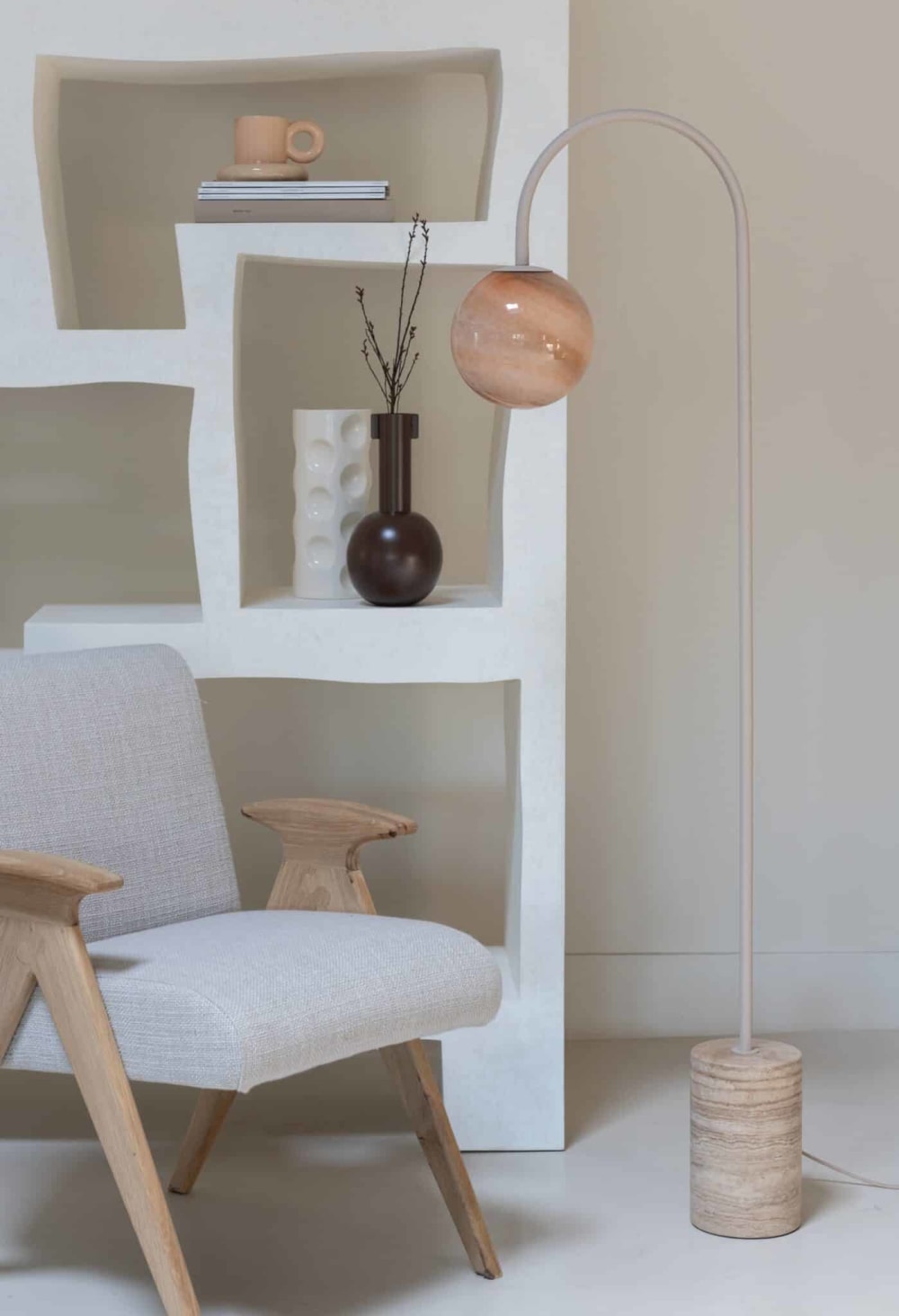 Lampadaire travertin brun 20x42x163cm — vue 4