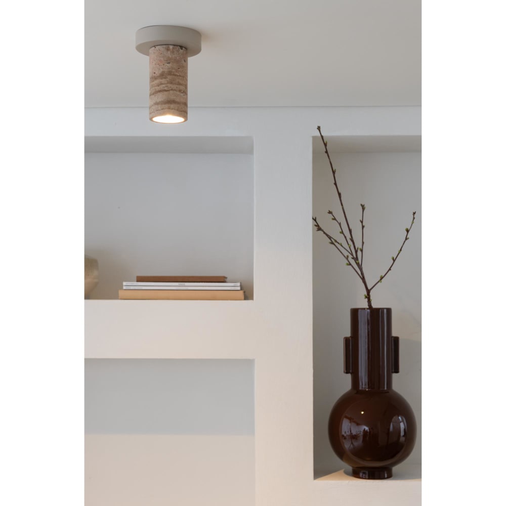 Plafonniere travertin brun ø12cm — vue 3