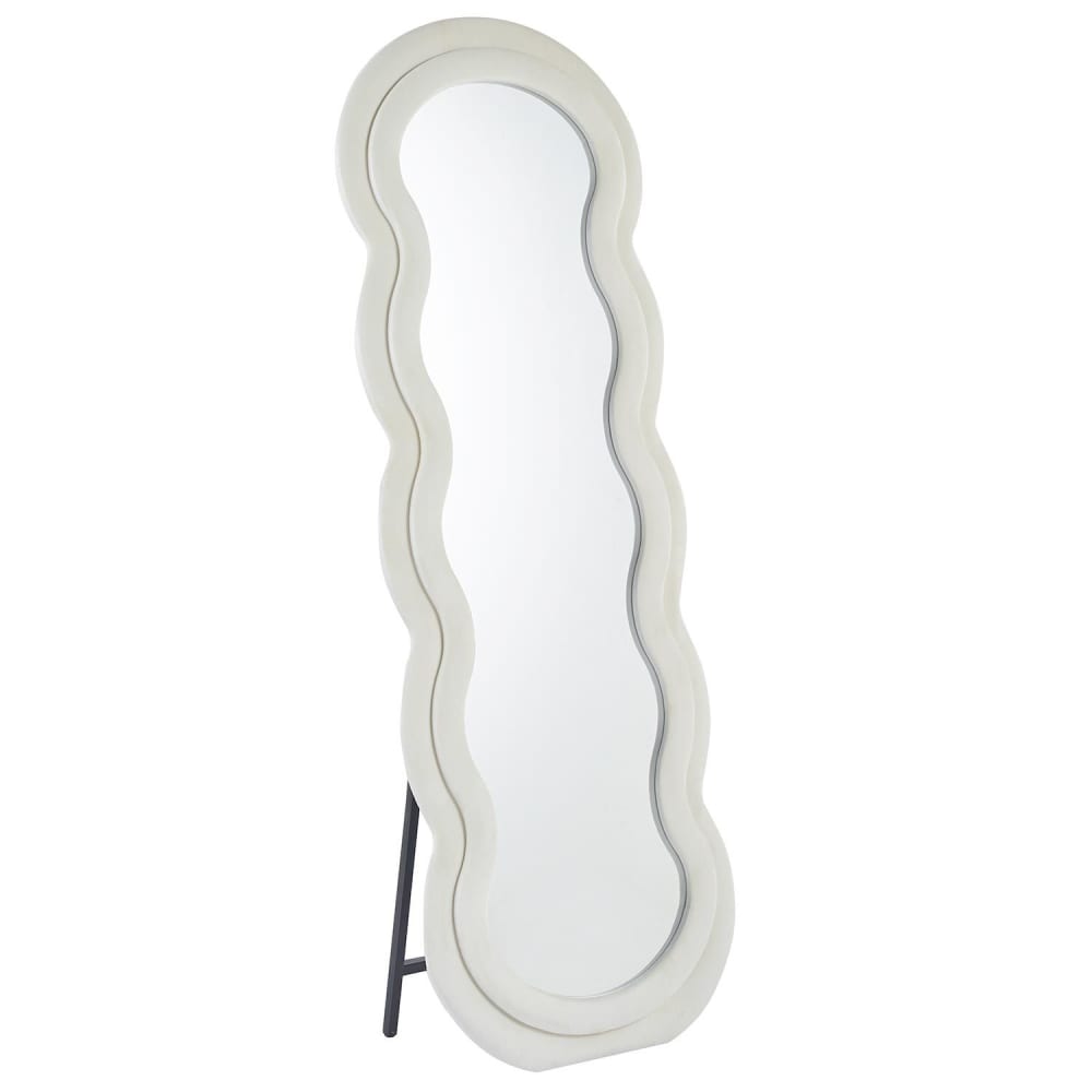 Miroir en pied décoratif design ondulé 70x170cm velours crème