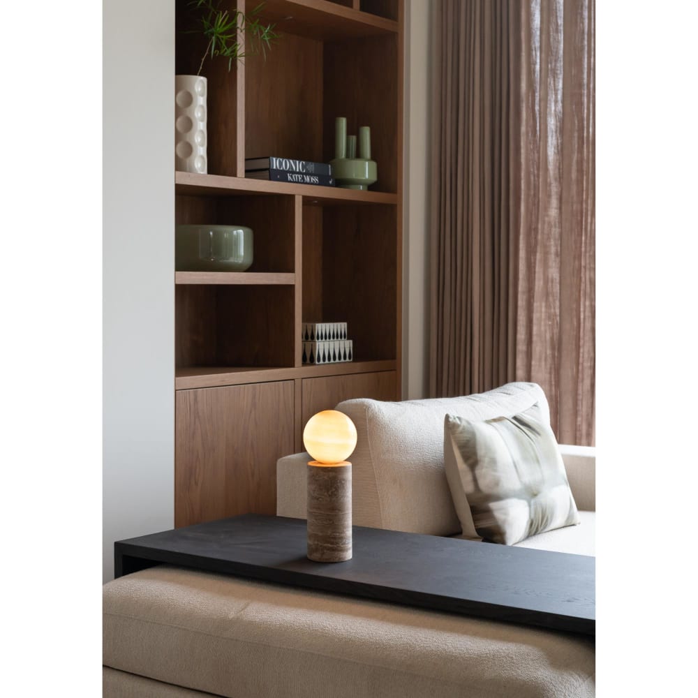 Lampe de table travertin brun ø12cm — vue 3